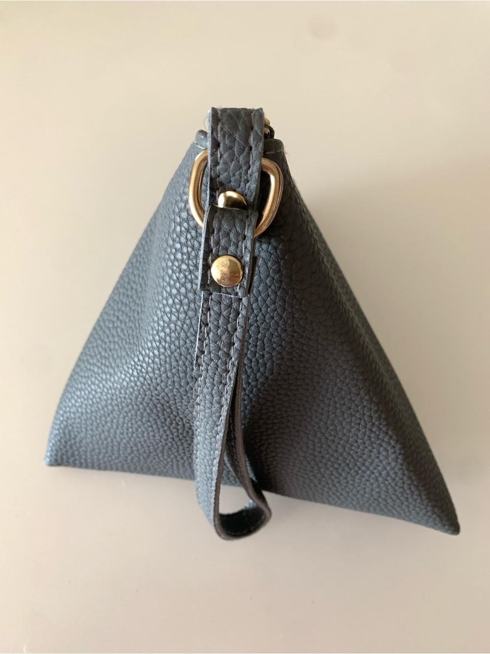 T.J.Maxx Pebbled Triangle Wristlet in Charcoal with Gold Hardware